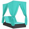 vidaXL Lettino Prendisole con Tetto e Tende Nero in Polyrattan