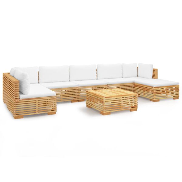 vidaXL Set Divani da Giardino 8 pz con Cuscini Legno Massello di Teak