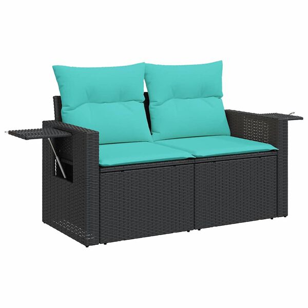 vidaXL Set Divano da Giardino 6 pz con Cuscini Nero in Polyrattan