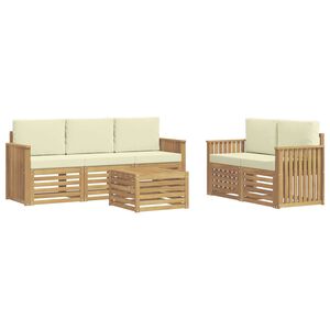 vidaXL Set di divani da esterno 6 pz Bianco e Crema Poliestere