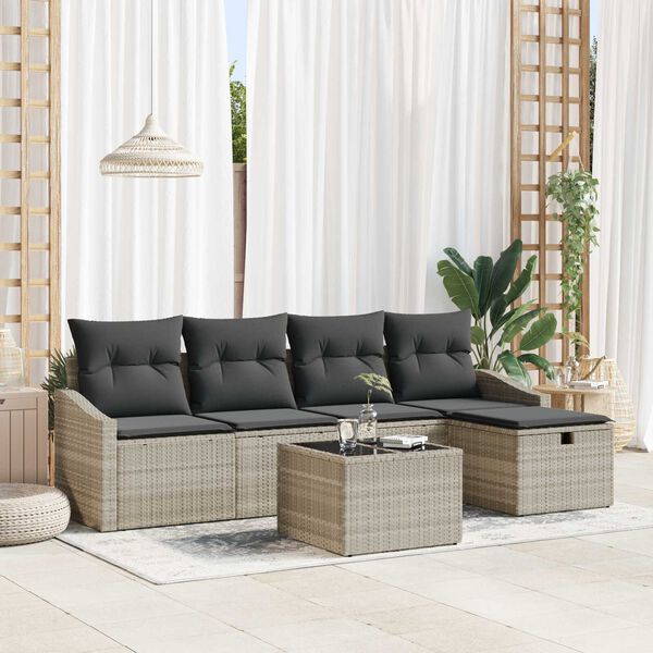 vidaXL Set di divani con cuscino 6 pcs polyrattan