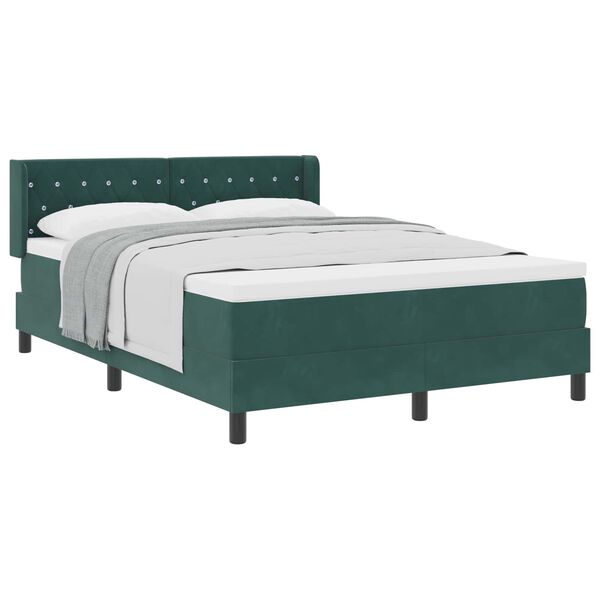 vidaXL Letto a molle con materasso Verde Scuro 200 x 140 cm Velluto