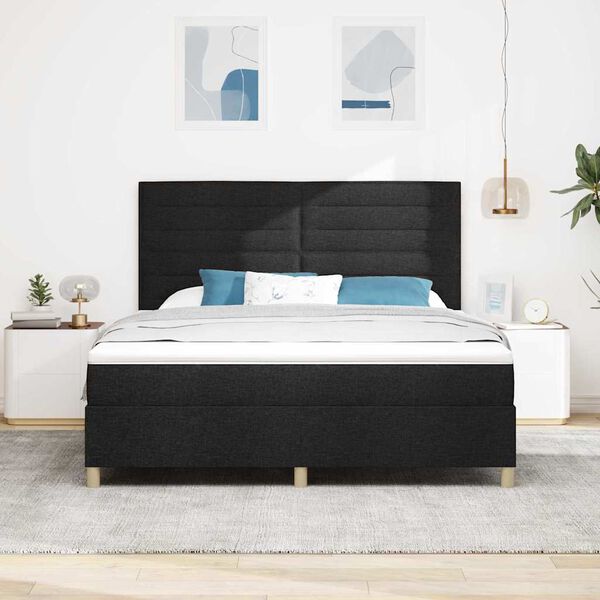 vidaXL Letto a molle con materasso Nero 180 x 200 cm Tessuto