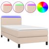 vidaXL Giroletto Molle Materasso e LED Cappuccino 90x200 cm Similpelle