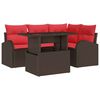 vidaXL Set Divano da Giardino 5 pcs Marrone e Rosso polyrattan