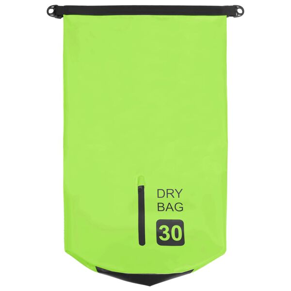 vidaXL Borsa Impermeabile con Cerniera Verde 30 L in PVC