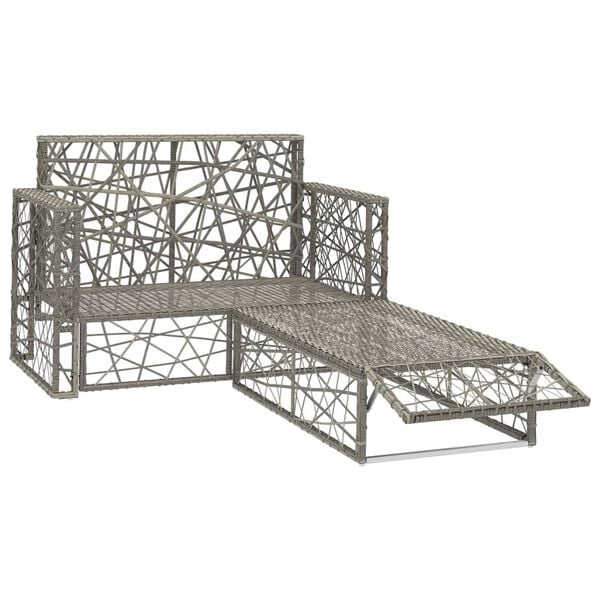 vidaXL Set Divani da Giardino 2 pz con Cuscini in Polyrattan Grigio