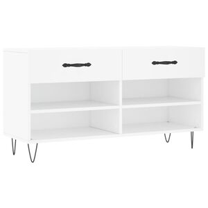 vidaXL Panca Porta Scarpe Bianca 102x35x55 cm in Legno Multistrato