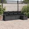 vidaXL Set Divani da Giardino 5 pz con Cuscini in Polyrattan Nero