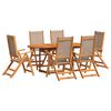 vidaXL Set Pranzo da Giardino 7pz Legno Massello di Acacia e Textilene