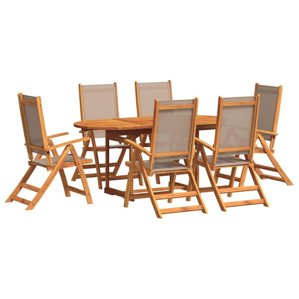 vidaXL Set Pranzo da Giardino 7pz Legno Massello di Acacia e Textilene