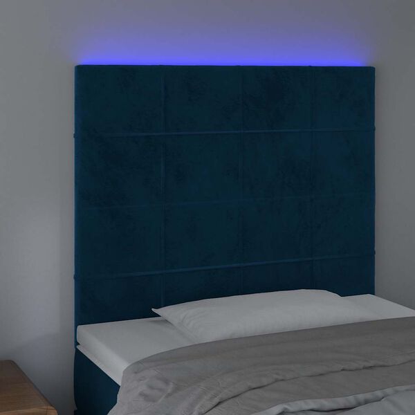 vidaXL Testiera a LED Blu Scuro 90x5x118/128 cm in Velluto