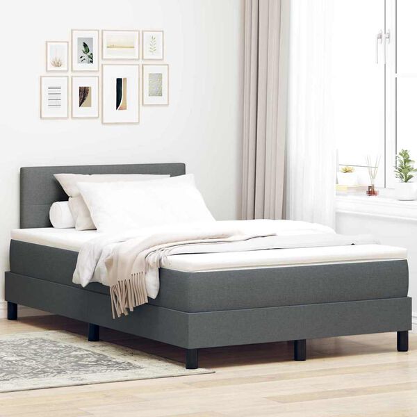 vidaXL Letto a molle con materasso Grigio scuro 120 x 200 cm Tessuto