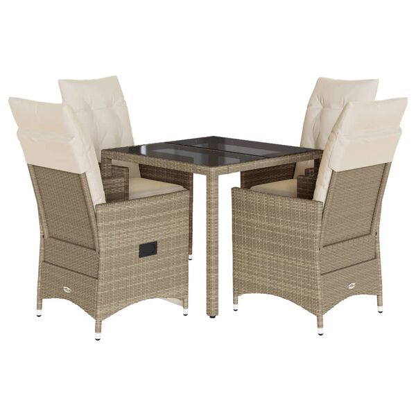 vidaXL Set da Pranzo da Giardino 5 pz con Cuscini Beige in Polyrattan