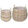 vidaXL Cestino per piante GENDT 2 pz Grigio naturale Rattan Kubu