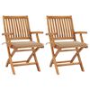 vidaXL Sedie da Giardino 2 pz con Cuscini Beige in Massello di Teak