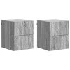 vidaXL Mobiletto da notte a muro 2 pcs Sonoma grigio 34,5 x 33 x 40 cm