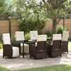 vidaXL Set da Pranzo per Giardino con cuscino 7 pcs Marrone polyrattan