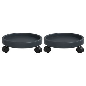 vidaXL Carrelli per Piante con Ruote 2 pz Grigi Diametro 34 cm 35 kg