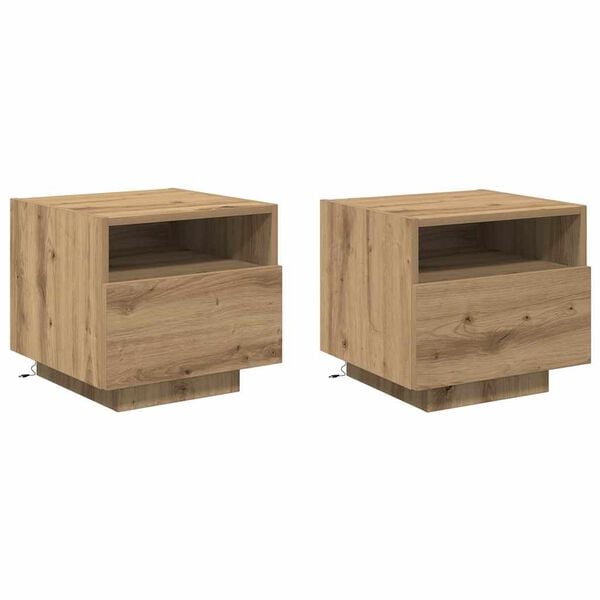 vidaXL Armadio da Notte 2 pcs Rovere artigianale 40 x 39 x 37 cm