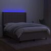 vidaXL Letto a Molle con Materasso e LED Tortora 140x190 cm in Tessuto