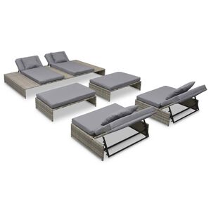 vidaXL Set Divani da Giardino 5 pz con Cuscini in Polyrattan Grigio