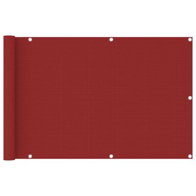 vidaXL Paravento da Balcone Rosso 90x400 cm in HDPE