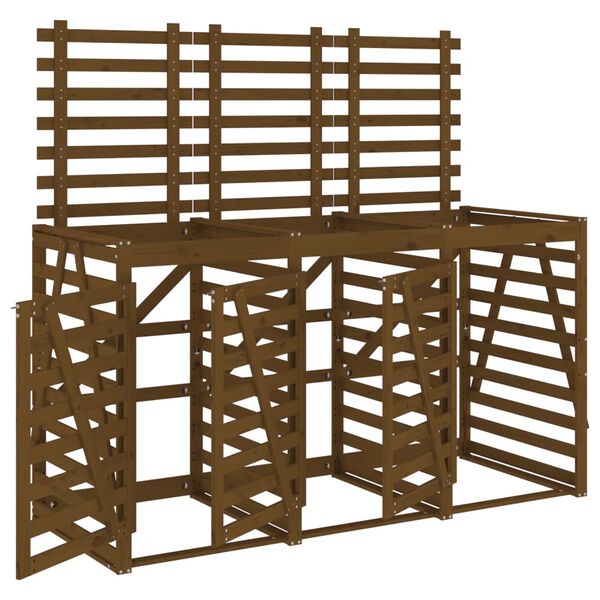 vidaXL Copribidone Triplo ambra in Legno Massello di Pino