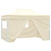 vidaXL Gazebo Professionale Pieghevole con 4 Pareti 3x4m Acciaio Crema