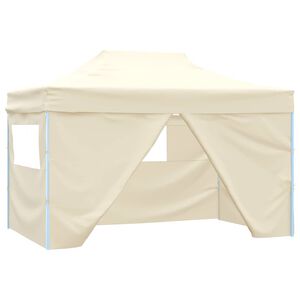 vidaXL Gazebo Professionale Pieghevole con 4 Pareti 3x4m Acciaio Crema
