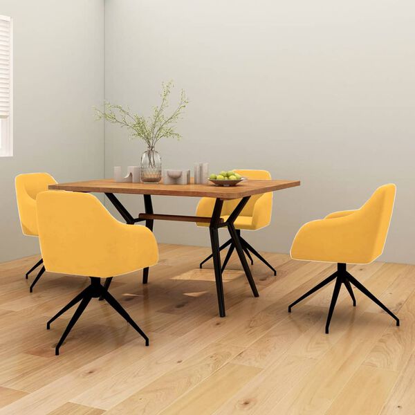vidaXL Sedie da Pranzo 4 pz Giallo Senape in Velluto