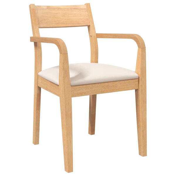 vidaXL Sedie da Pranzo con Cuscini 2 pz Naturale Legno Massello Hevea