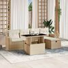 vidaXL Set Divano da Giardino 6 pz con Cuscini Beige in Polyrattan