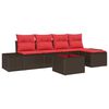 vidaXL Set Divano da Giardino con cuscino 6 pcs Marrone polyrattan