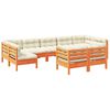 vidaXL Set Divani Giardino 9 pz con Cuscini Marrone Cera Massello Pino