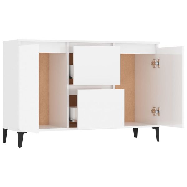 vidaXL Credenza Bianco Lucido 102x35x70 cm in Legno Multistrato