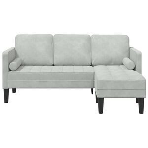 vidaXL Set di divani con cuscino Grigio chiaro Poliestere