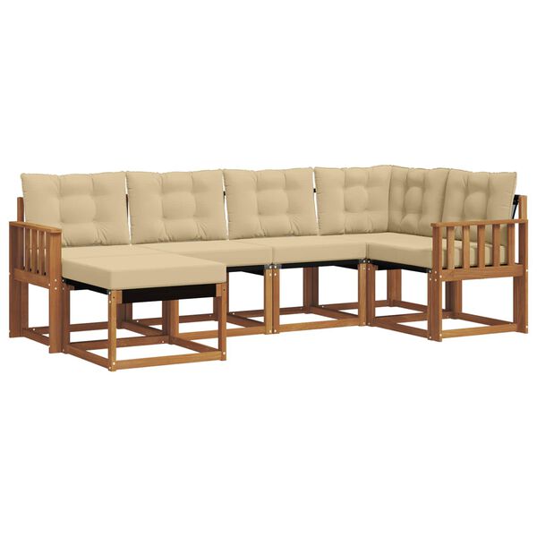 vidaXL Set di divani da esterno con cuscino 6 pcs Naturale e Beige