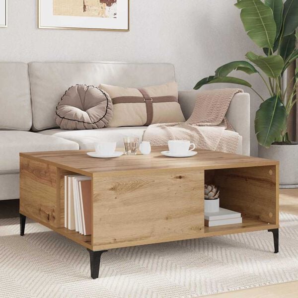 vidaXL Tavolino da salotto Rovere artigianale 80 x 80 x 36,5 cm