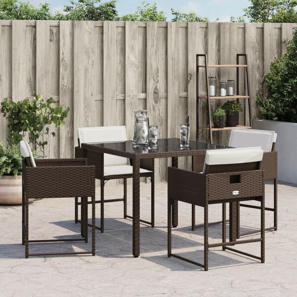 vidaXL Sedie da Giardino con Cuscini 4 pz Marroni in Polyrattan