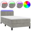 vidaXL Letto a Molle con Materasso e LED Grigio Chiaro 90x200 cm Velluto