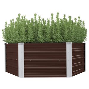 vidaXL Letto di Coltura Rialzato Marrone 129x129x45cm Acciaio Zincato
