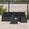 vidaXL Set di divani con cuscino 6 pcs Nero polyrattan