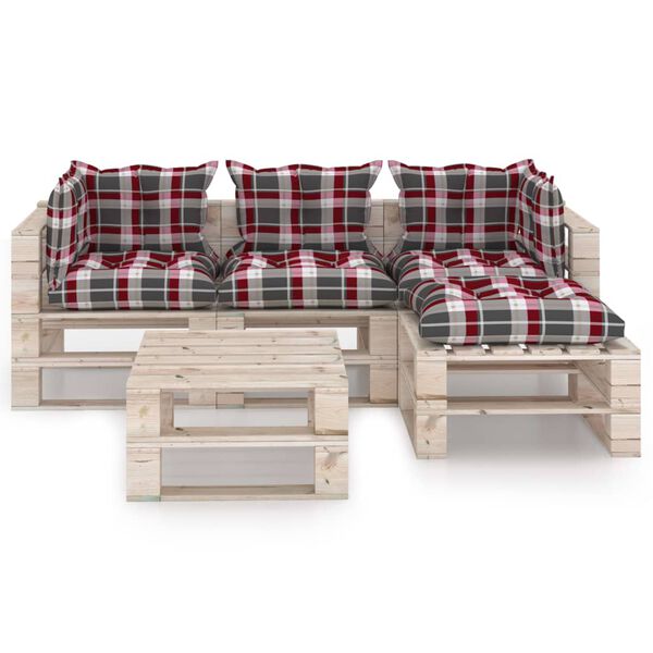 vidaXL Set Salotto Giardino su Pallet Cuscini 5 pz in Legno di Pino