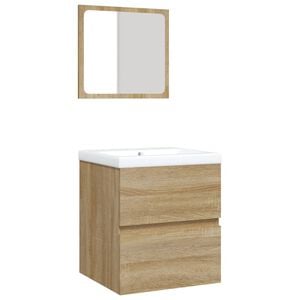 vidaXL Mobile da Bagno con Lavabo e Specchio Rovere Sonoma
