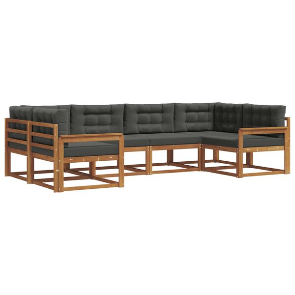 vidaXL Set di divani da esterno con cuscino 6 pcs Naturale e Antracite