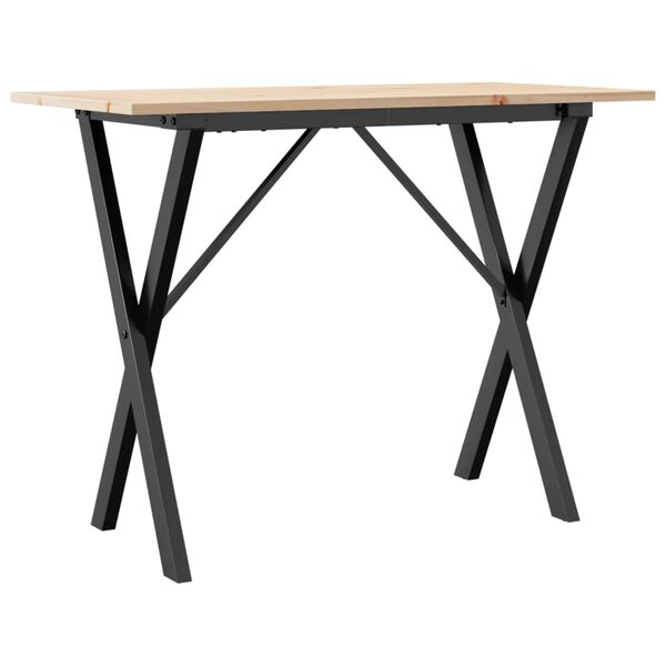 vidaXL Tavolo da Pranzo Telaio a X 100x50x75 cm Legno Pino e Acciaio