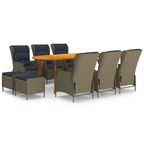 vidaXL Set Mobili da Pranzo per Giardino 9 pz Marrone