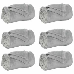 vidaXL Coperte da Pile 6 pz Grigio 240 x 270 cm 10.11 kg Panno