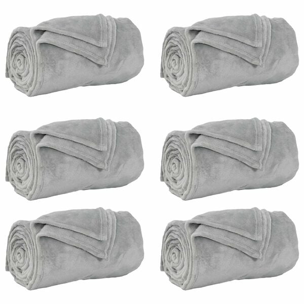 vidaXL Coperte da Pile 6 pcs Grigio 240 x 270 cm Panno